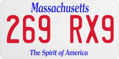 MA license plate 269RX9