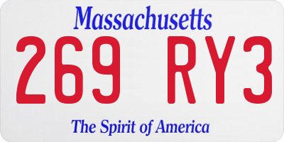 MA license plate 269RY3