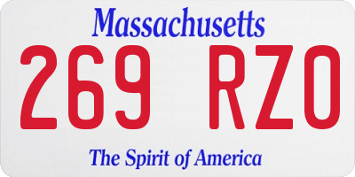 MA license plate 269RZ0