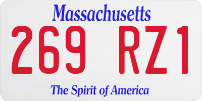 MA license plate 269RZ1