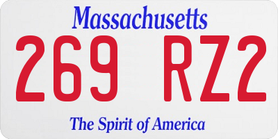 MA license plate 269RZ2