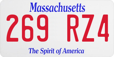 MA license plate 269RZ4
