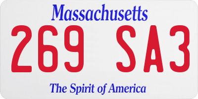 MA license plate 269SA3