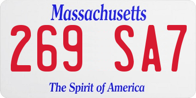 MA license plate 269SA7