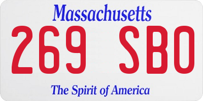 MA license plate 269SB0