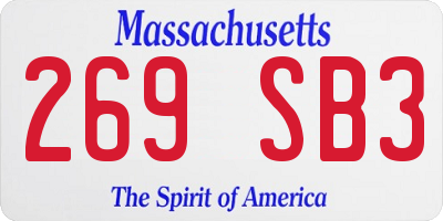 MA license plate 269SB3