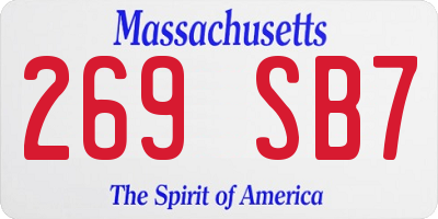 MA license plate 269SB7