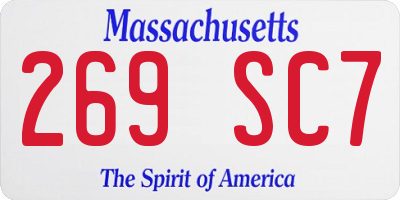 MA license plate 269SC7