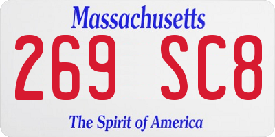 MA license plate 269SC8