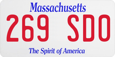 MA license plate 269SD0