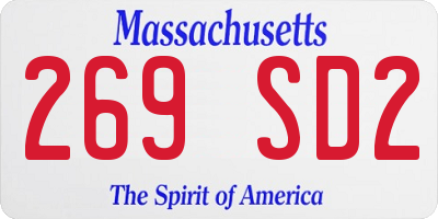 MA license plate 269SD2