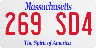 MA license plate 269SD4