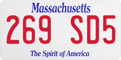 MA license plate 269SD5