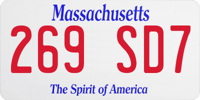 MA license plate 269SD7