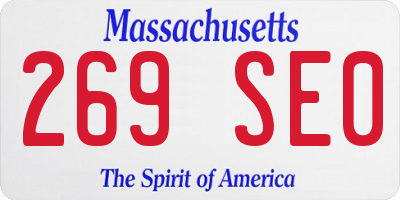 MA license plate 269SE0