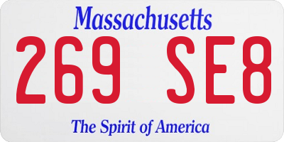MA license plate 269SE8