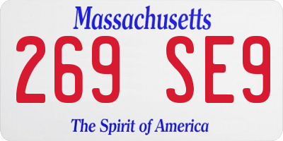 MA license plate 269SE9