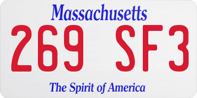 MA license plate 269SF3