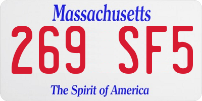MA license plate 269SF5