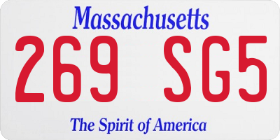 MA license plate 269SG5