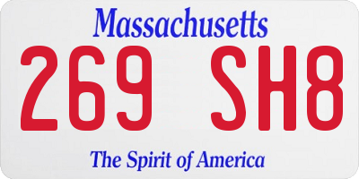 MA license plate 269SH8