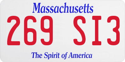 MA license plate 269SI3