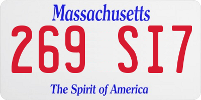 MA license plate 269SI7