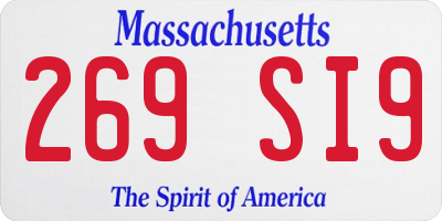 MA license plate 269SI9