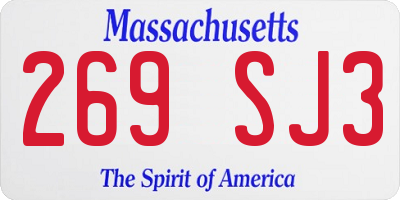 MA license plate 269SJ3