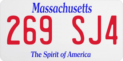 MA license plate 269SJ4