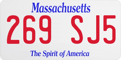 MA license plate 269SJ5