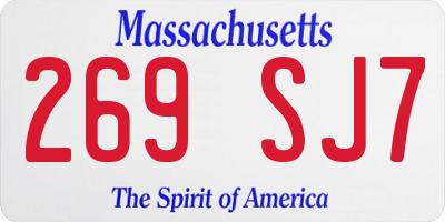 MA license plate 269SJ7