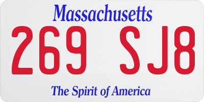 MA license plate 269SJ8