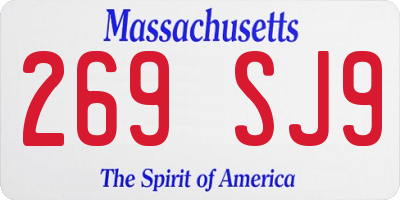 MA license plate 269SJ9
