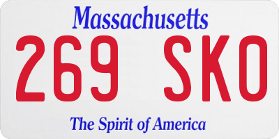MA license plate 269SK0