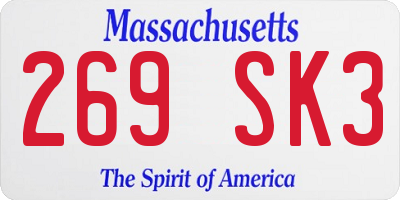 MA license plate 269SK3