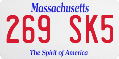 MA license plate 269SK5