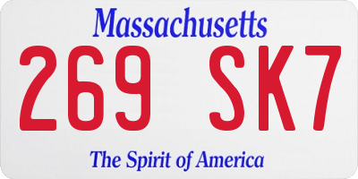 MA license plate 269SK7