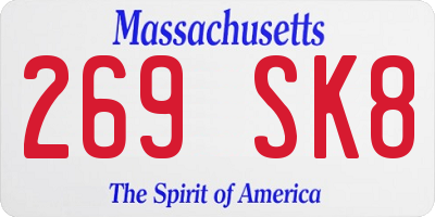 MA license plate 269SK8