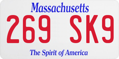 MA license plate 269SK9