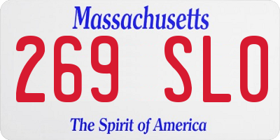 MA license plate 269SL0