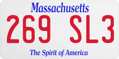 MA license plate 269SL3
