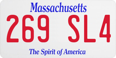MA license plate 269SL4
