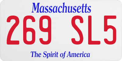 MA license plate 269SL5