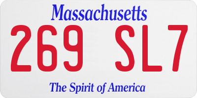 MA license plate 269SL7
