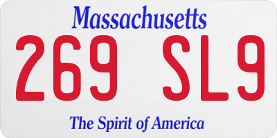 MA license plate 269SL9
