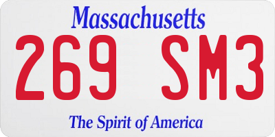 MA license plate 269SM3