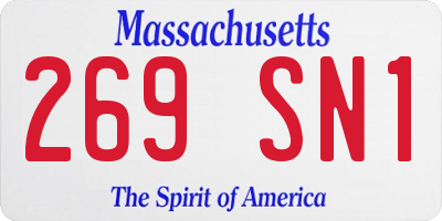 MA license plate 269SN1