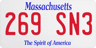 MA license plate 269SN3