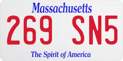 MA license plate 269SN5